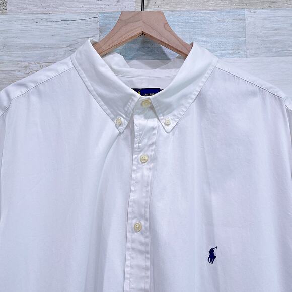 Ralph Lauren Feather Weight Twill Shirt White Cotton Preppy Mens 3XLT XXXL Tall - Picture 2 of 8